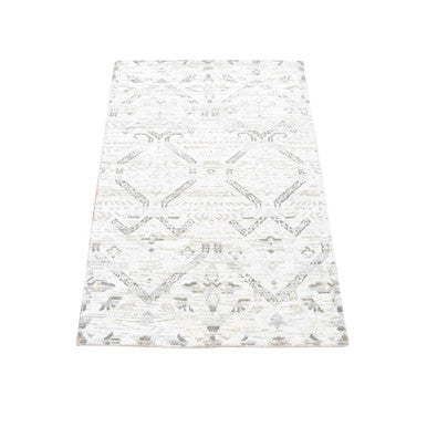 Modern and Contemporary Wool & Silk Hand Knotted Rug Grey No Border 3.0X5.2 -O080744