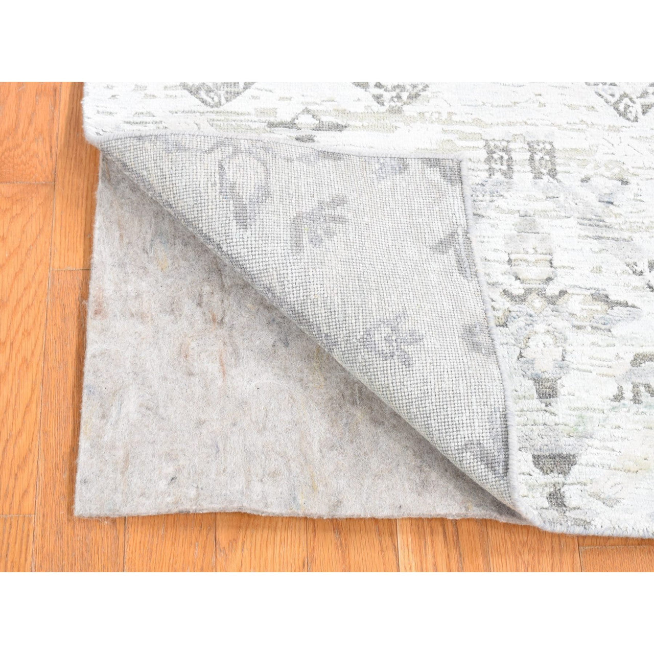 Modern and Contemporary Wool & Silk Hand Knotted Rug Grey No Border 3.0X5.2 -O080744