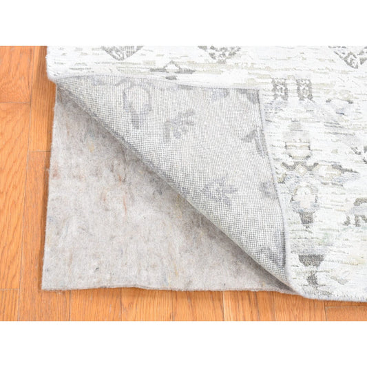 Modern and Contemporary Wool & Silk Hand Knotted Rug Grey No Border 3.0X5.2 -O080744