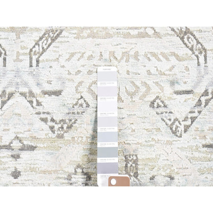Modern and Contemporary Wool & Silk Hand Knotted Rug Grey No Border 3.0X5.2 -O080744