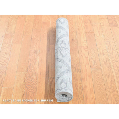 Modern and Contemporary Wool & Silk Hand Knotted Rug Grey No Border 3.0X5.2 -O080744