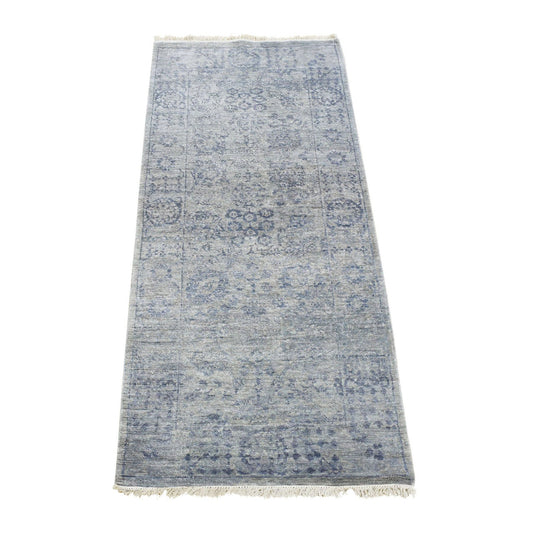 Modern and Contemporary Silk Hand Knotted Rug Grey Gray 2.6X5.10 -O080745