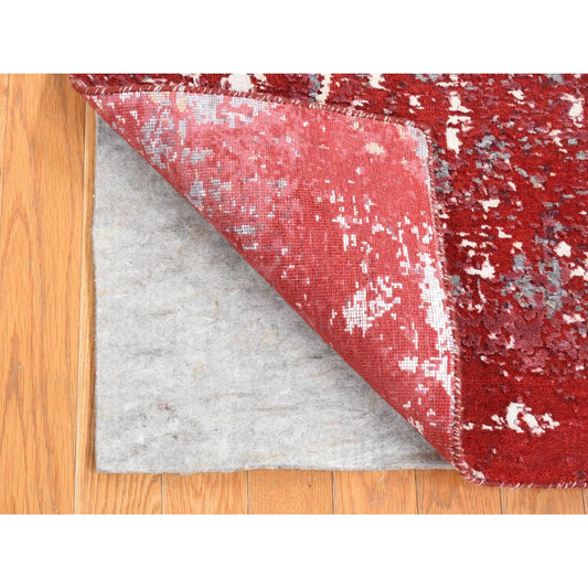 Modern and Contemporary Wool & Silk Hand Knotted Rug Red No Border 2.1X3.0 -O080746