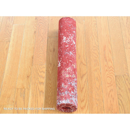 Modern and Contemporary Wool & Silk Hand Knotted Rug Red No Border 2.1X3.0 -O080746