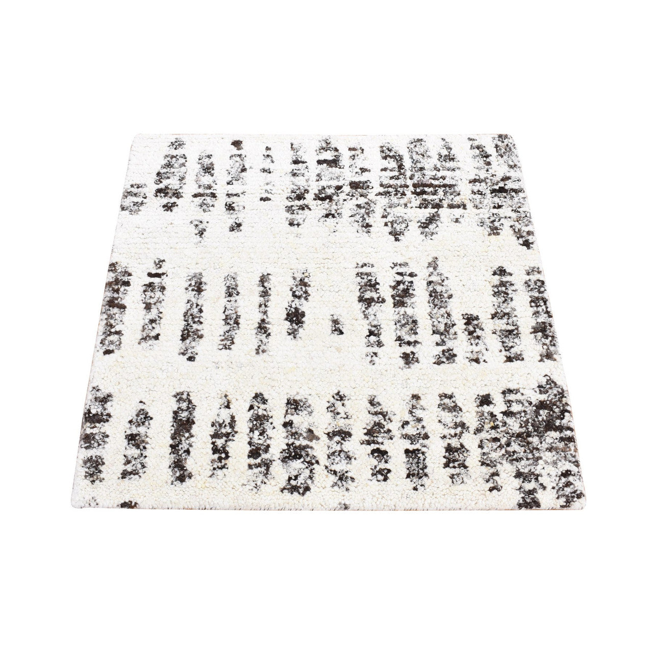 Black 3'0" x 3'0" Modern and Contemporary Hand knotted Wool Rug - Sku: O080747