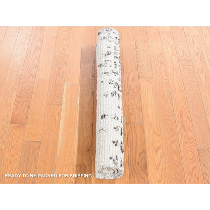 Modern and Contemporary Wool Hand Knotted Rug Black No Border 3.0X3.0 -O080747