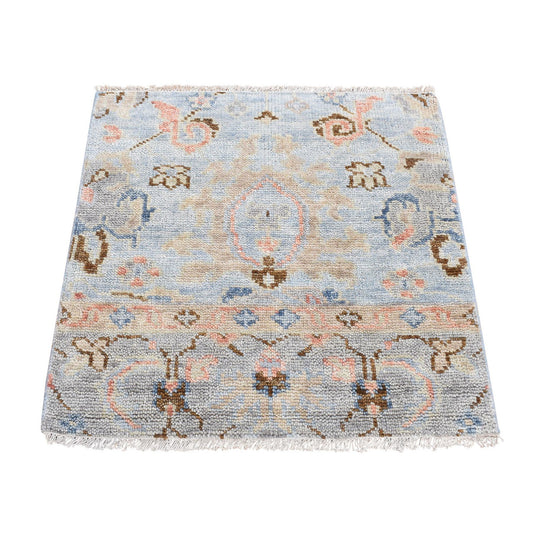 Oushak And Peshawar Wool Hand Knotted Rug Blue No Border 3.0X3.0 -O080750