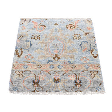 Oushak And Peshawar Wool Hand Knotted Rug Blue No Border 3.0X3.0 -O080750