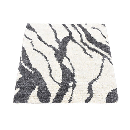 Modern and Contemporary Wool Hand Knotted Rug Ivory No Border 3.0X3.0 -O080753
