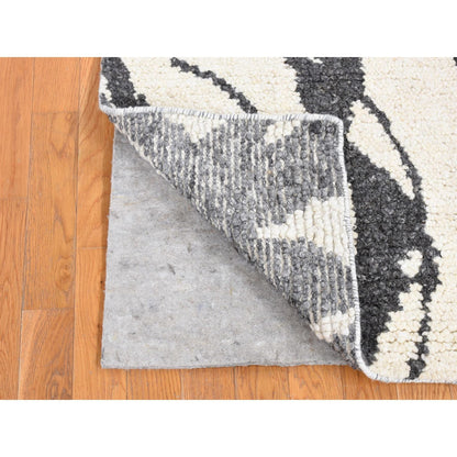 Modern and Contemporary Wool Hand Knotted Rug Ivory No Border 3.0X3.0 -O080753