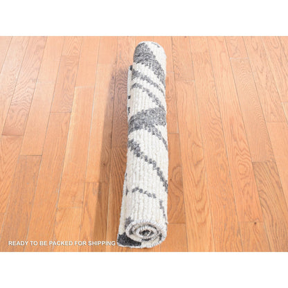 Modern and Contemporary Wool Hand Knotted Rug Ivory No Border 3.0X3.0 -O080753