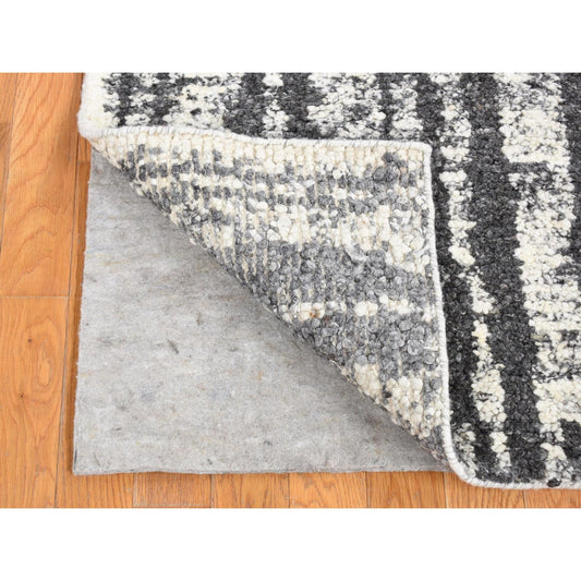 Modern and Contemporary Wool Hand Knotted Rug Black No Border 3.0X3.0 -O080754