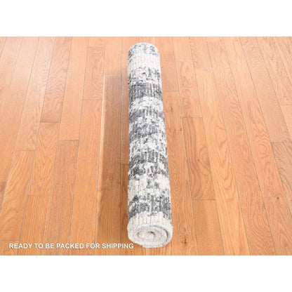 Modern and Contemporary Wool Hand Knotted Rug Black No Border 3.0X3.0 -O080754