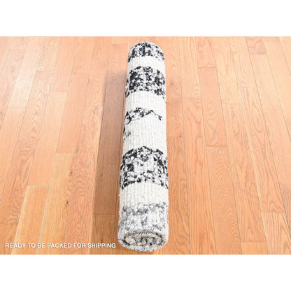 Modern and Contemporary Wool Hand Knotted Rug Black No Border 3.0X3.0 -O080756