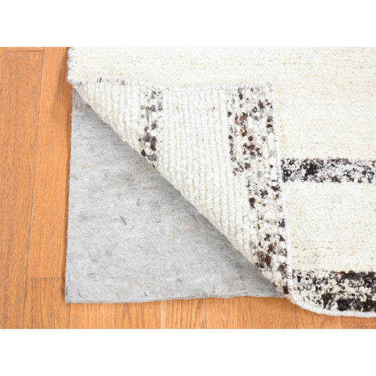 Modern and Contemporary Wool Hand Knotted Rug Ivory No Border 3.0X3.0 -O080757