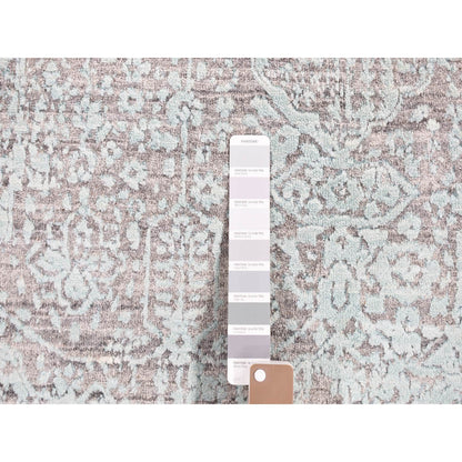 Transitional Wool & Silk Hand Knotted Rug Green Gray 5.0X6.10 -O080766