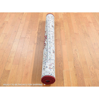 Fine Oriental Wool Hand Knotted Rug Red Ivory 5.0X5.1 -O080767