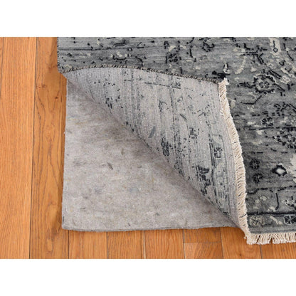 Transitional Wool & Silk Hand Knotted Rug Grey No Border 5.1X7.0 -O080772