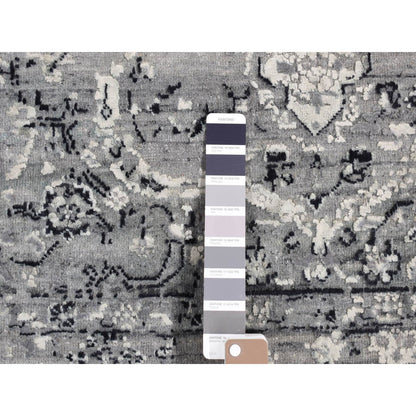 Transitional Wool & Silk Hand Knotted Rug Grey No Border 5.1X7.0 -O080772