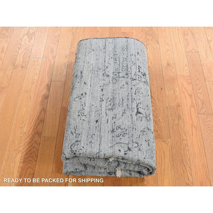 Transitional Wool & Silk Hand Knotted Rug Grey No Border 5.1X7.0 -O080772