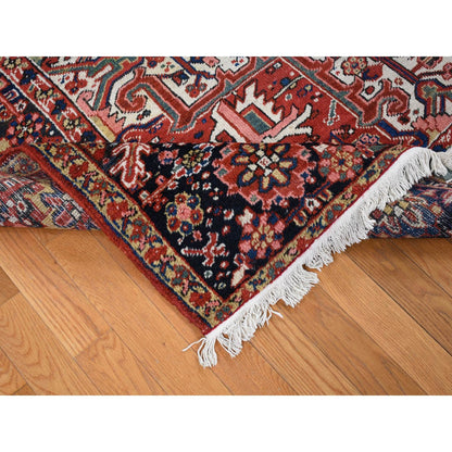 Antique Wool Hand Knotted Rug Red Umber Brown 8.10X11.8 -O080776