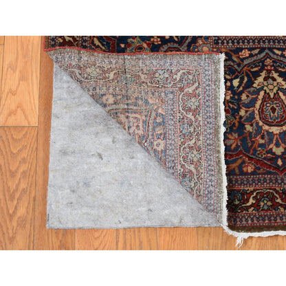 Antique Wool Hand Knotted Rug Red Visa Blue 11.2X16.8 -O080779