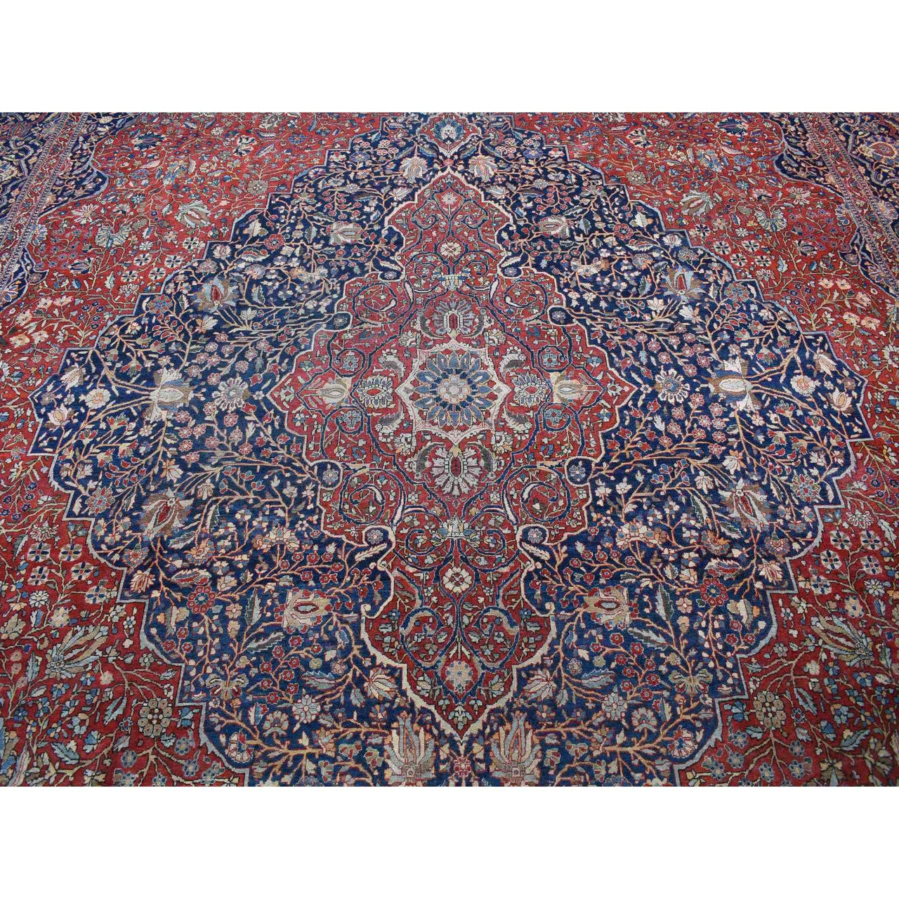Red 11'2" x 16'8" Antique Hand knotted Wool Rug - Sku: O080779