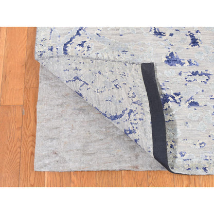 Transitional Wool & Silk Hand Knotted Rug Blue No Border 10.0X14.1 -O080783