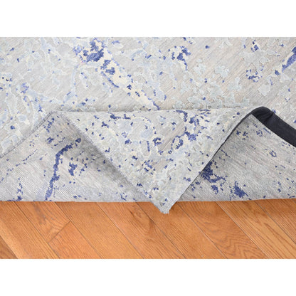 Transitional Wool & Silk Hand Knotted Rug Blue No Border 10.0X14.1 -O080783