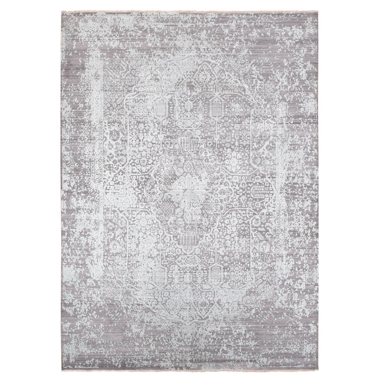 Green 9'10" x 13'10" Transitional Hand knotted Wool/Silk Rug - Sku: O080786