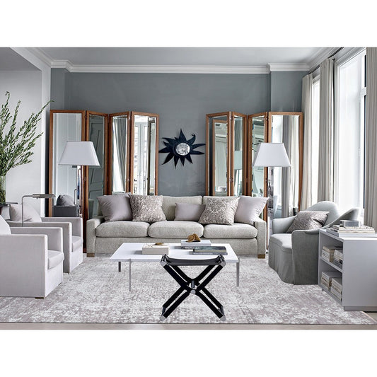 Transitional Wool & Silk Hand Knotted Rug Green No Border 9.10X13.10 -O080786