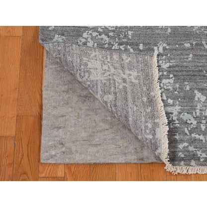 Transitional Wool & Silk Hand Knotted Rug Green No Border 9.10X13.10 -O080786