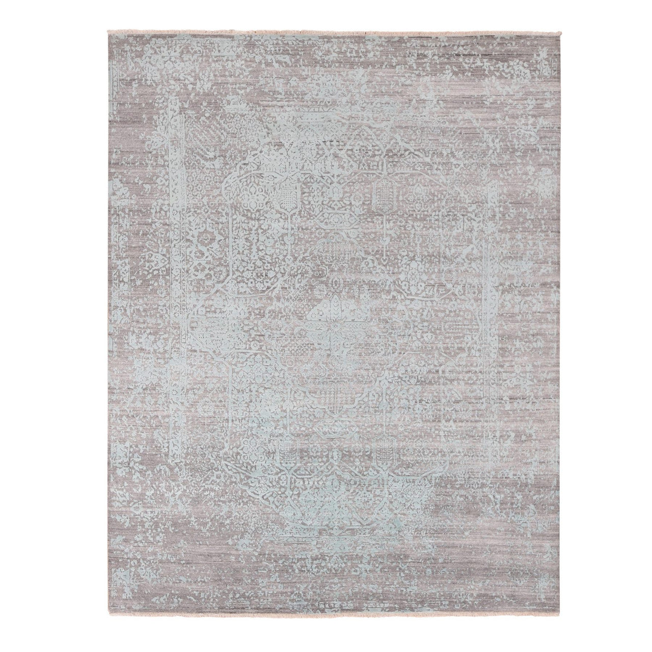 Green 8'0" x 10'0" Transitional Hand knotted Wool/Silk Rug - Sku: O080789