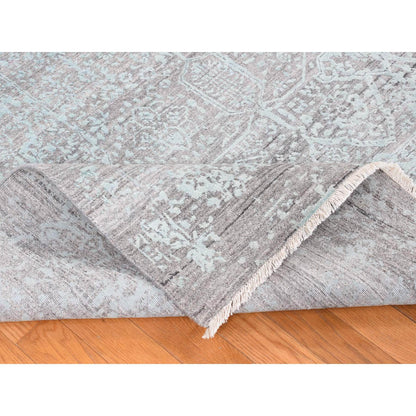 Transitional Wool & Silk Hand Knotted Rug Green No Border 8.0X10.0 -O080789