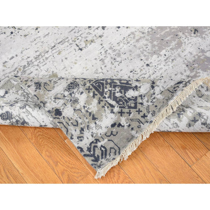 Transitional Wool & Silk Hand Knotted Rug Grey No Border 8.0X9.10 -O080792