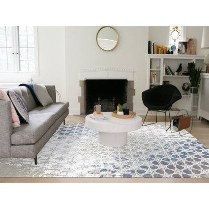 Modern and Contemporary Wool & Silk Hand Knotted Rug Grey No Border 10.0X14.1 -O080793