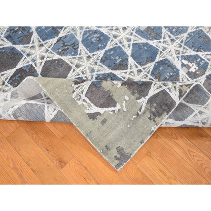 Modern and Contemporary Wool & Silk Hand Knotted Rug Grey No Border 10.0X14.1 -O080793