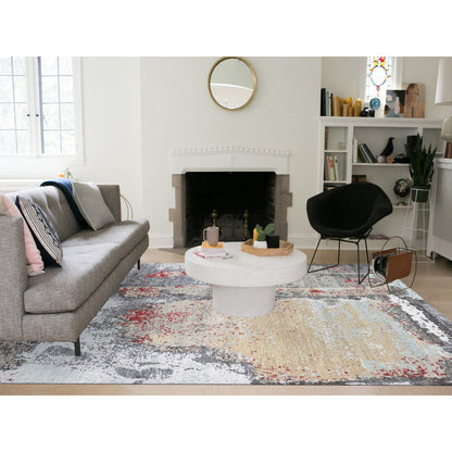 Modern and Contemporary Wool Hand Knotted Rug Grey No Border 10.0X14.2 -O080794