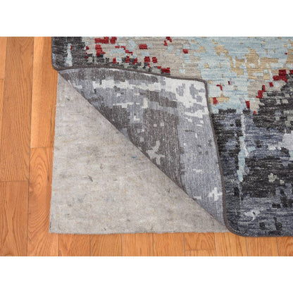 Modern and Contemporary Wool Hand Knotted Rug Grey No Border 10.0X14.2 -O080794