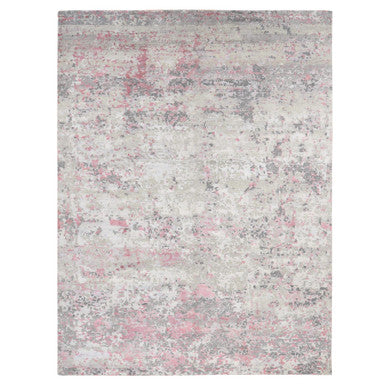 Modern and Contemporary Wool & Silk Hand Knotted Rug Pink No Border 10.0X13.9 -O080795
