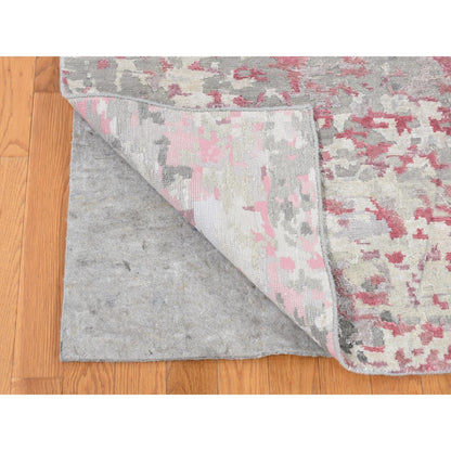 Modern and Contemporary Wool & Silk Hand Knotted Rug Pink No Border 10.0X13.9 -O080795
