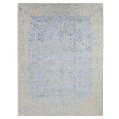 Modern and Contemporary Wool & Art Silk Hand Loomed Rug Blue Silver Birch 8.9X11.9 -O080797