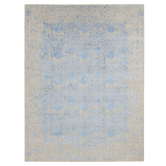 Modern and Contemporary Wool & Art Silk Hand Loomed Rug Blue Silver Birch 8.9X11.9 -O080797