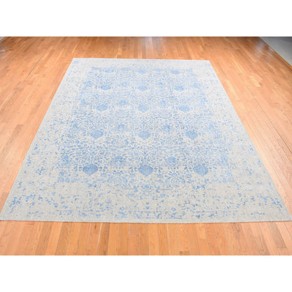 Modern and Contemporary Wool & Art Silk Hand Loomed Rug Blue Silver Birch 8.9X11.9 -O080797