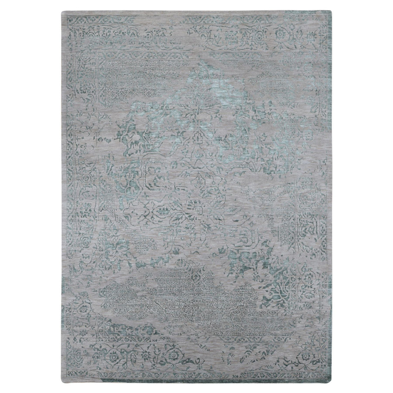 Green 8'10" x 12'0" Transitional Color Hand knotted Wool/Silk Rug - Sku: O080798