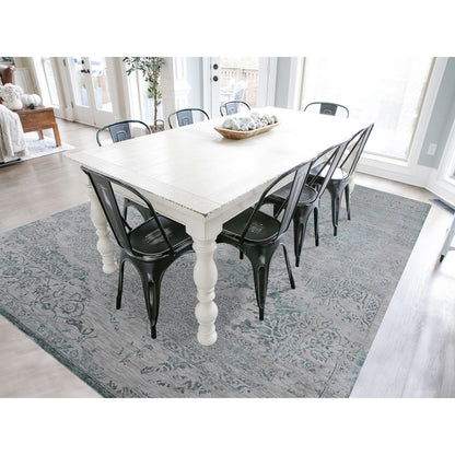 Transitional Wool & Silk Hand Knotted Rug Green Tan Color 8.10X12.0 -O080798