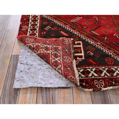 Overdyed & Vintage Wool Hand Knotted Rug Red 5.4x7.6 -O0807