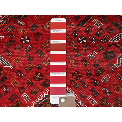 Overdyed & Vintage Wool Hand Knotted Rug Red 5.4x7.6 -O0807