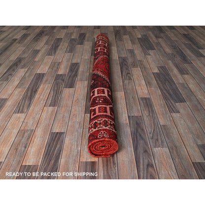 Overdyed & Vintage Wool Hand Knotted Rug Red 5.4x7.6 -O0807