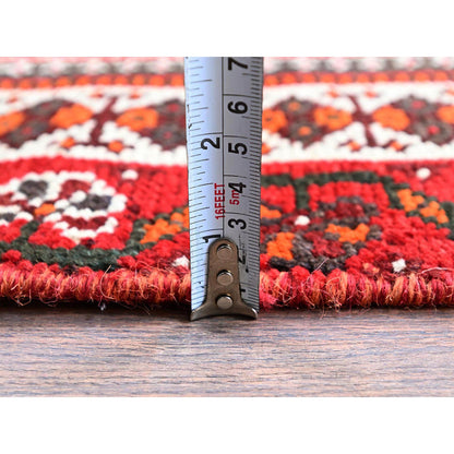 Overdyed & Vintage Wool Hand Knotted Rug Red 5.4x7.6 -O0807